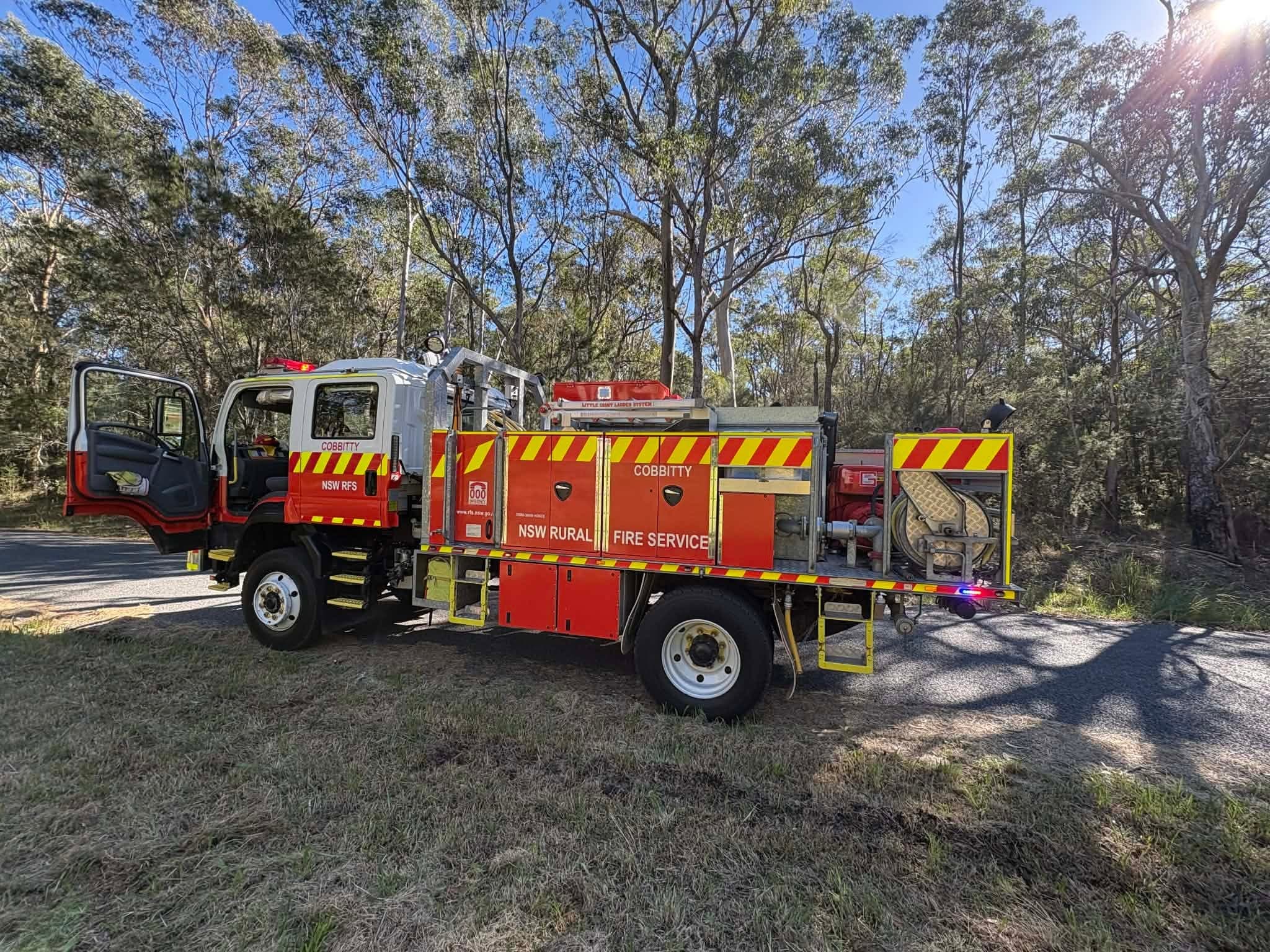 Cobbitty RFS tanker parked in a paddock at sunrise